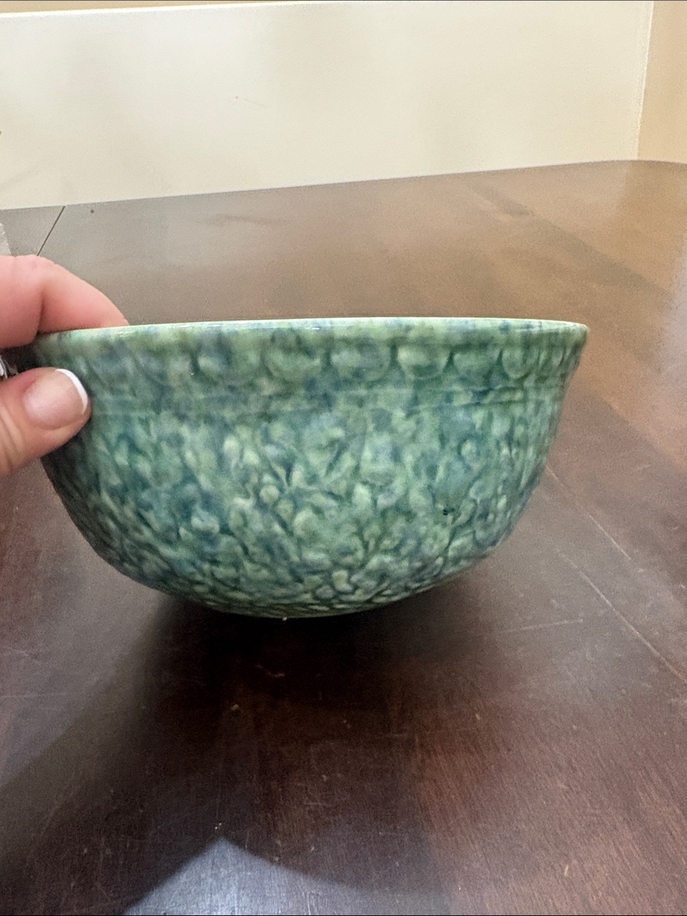 Vintage Haeger USA Green Textured Pottery Bowl Planter Mid Century MCM - Picture 5 of 6